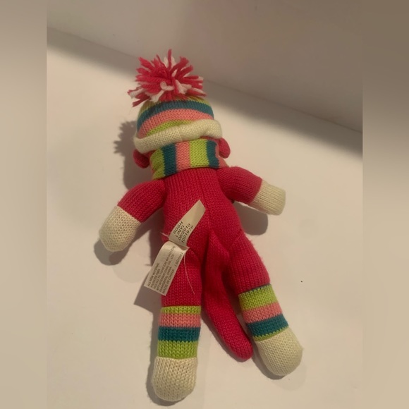 Red Sock Monkey Green Christmas Sweater Hat With Polka Dot Plush Toy By Dan Dee - Picture 4 of 5